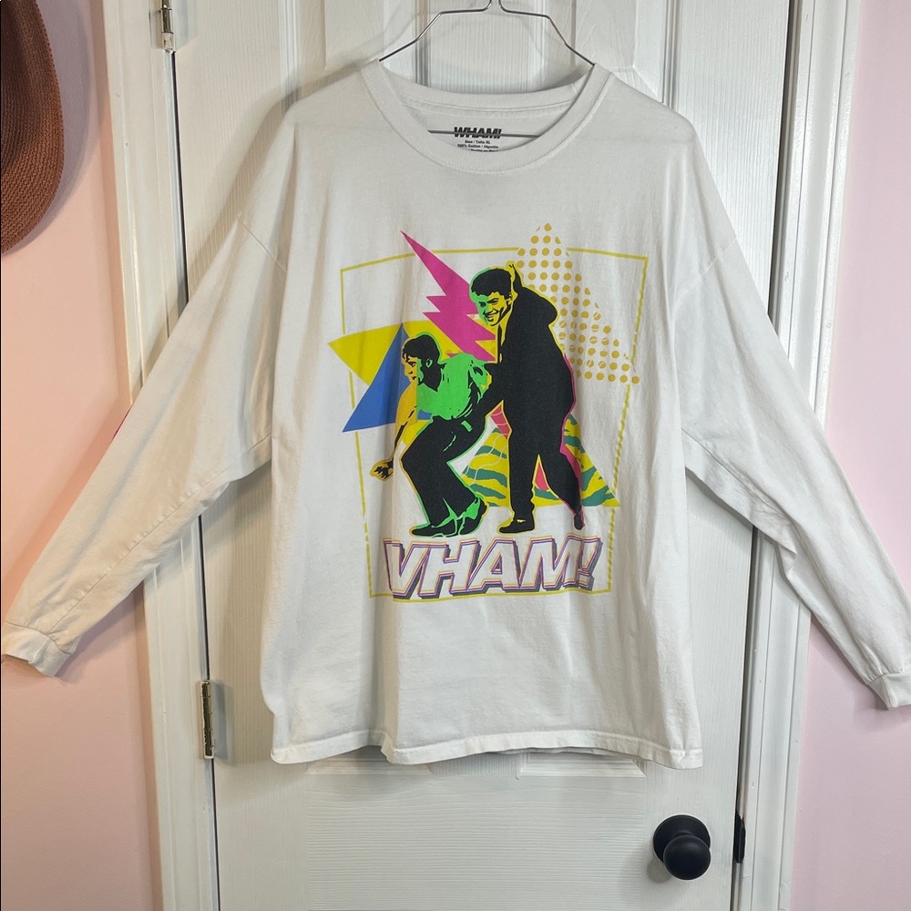 Wham! White Graphic Long Sleeve Tee Shirt Size XL